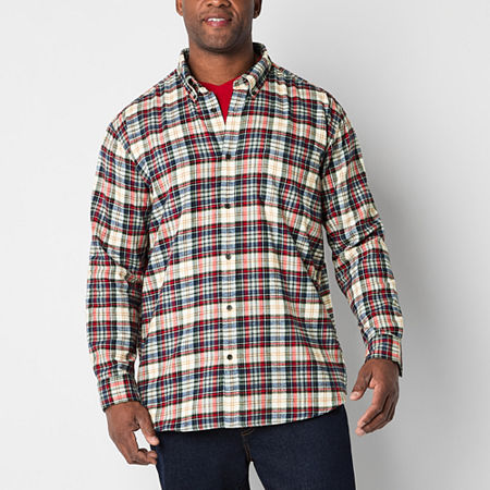 St. John's Bay Big and Tall Mens Classic Fit Long Sleeve Flannel Shirt, 5x-large Tall, White