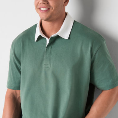 Arizona Mens Short Sleeve Classic Fit Striped Big and Tall Rugby Shirt