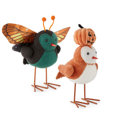 Layerings Moth And Pumpkin Set of 2 Halloween Birds