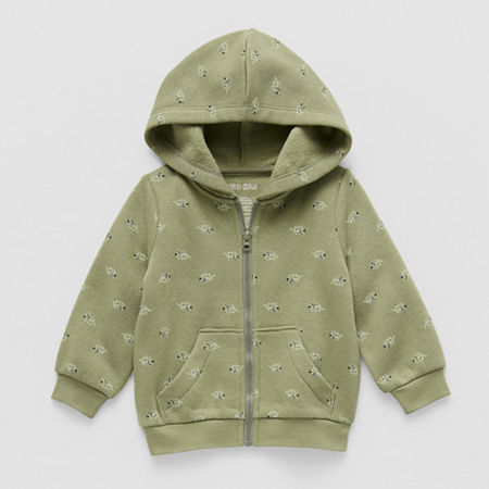 Okie Dokie Baby Boys Fleece Hooded Lightweight Jacket, Newborn, Green