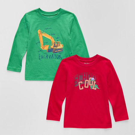 Okie Dokie Toddler & Little Boys Crew Neck Long Sleeve Regular Fit 2-pc. Graphic T-Shirt, 18 Months, Green