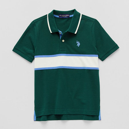 U.S. Polo Assn. Little & Big Kid Boys Short Sleeve Regular Fit Embroidered Polo Shirt, Medium, Green