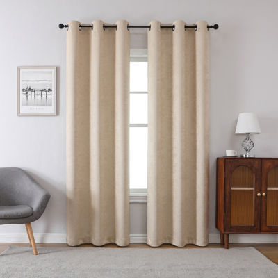 Regal Home Talia Embossed Grommet Top Energy Saving Embossed Blackout Set of 2 Curtain Panel