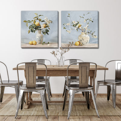 Streamline Art Lemon Blossom Ii Hand Embellished Canvas Art