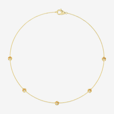 Enchanted Disney Fine Jewelry Belle (I / I2) Womens 14K Gold Over Silver 18 Inch Cable Chain Necklace, One Size, Yellow
