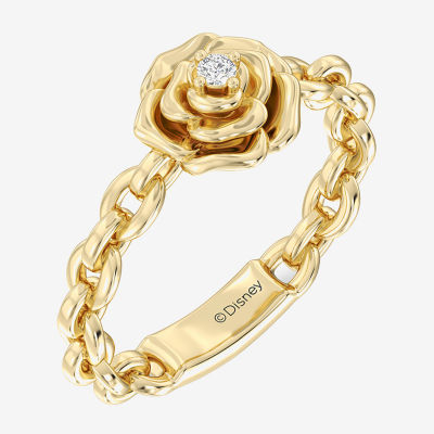 Enchanted Disney Fine Jewelry Belle (I / I2) Womens Diamond Accent Lab Grown White 14K Gold Over Silver Princess Cocktail Ring