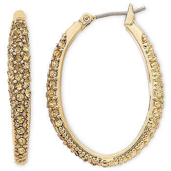 Monet® Gold-Tone Crystal Oval Hoop Earrings, Color: Topz - JCPenney