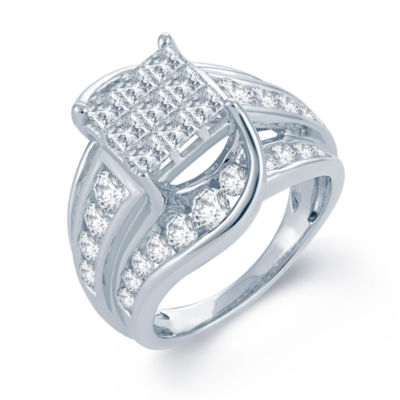 3 CT.T.W. Natural Diamond 14K White Gold Engagement Ring