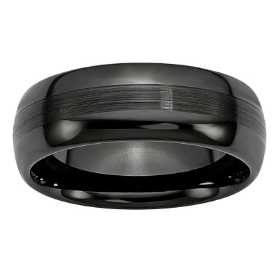 Mens 8mm Black Ceramic Wedding Band