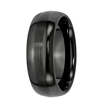 Mens 8mm Black Ceramic Wedding Band