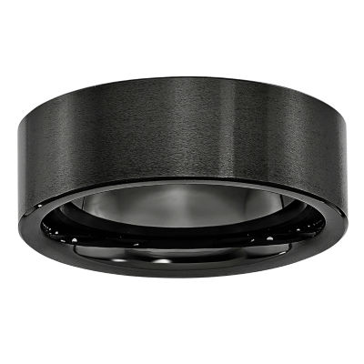 Mens 8mm Black Ceramic Wedding Band