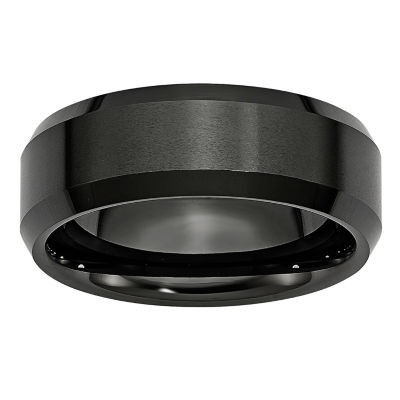 Mens 8Mm Black Ceramic Wedding Band