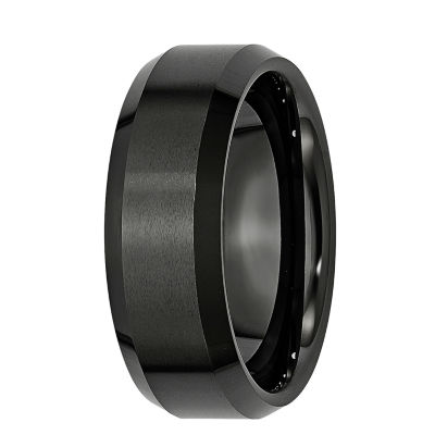 Mens 8Mm Black Ceramic Wedding Band