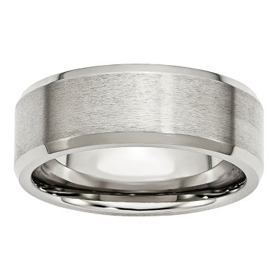 Mens 8mm Stainless Steel Wedding Band