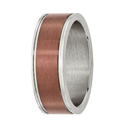 Mens 8mm Bronze Tone IP-Plated Stainless Steel Wedding Band