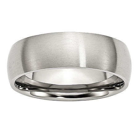 Mens 7mm Stainless Steel Wedding Band, 10