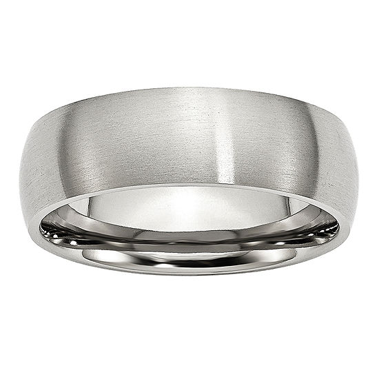 Mens 7mm Stainless Steel Wedding Band
