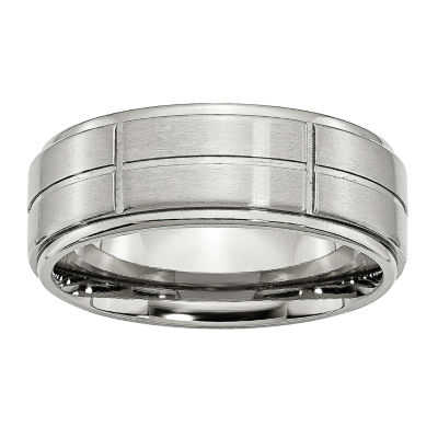 Mens 8mm Stainless Steel Wedding Band