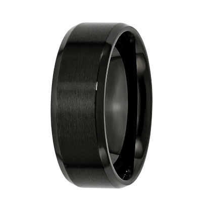 Mens 8mm Black Ion-Plated Stainless Steel Wedding Band