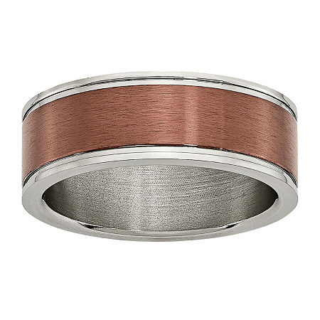 Mens 8Mm Titanium & Brown Ip Plated Wedding Band, 12