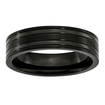 Mens 6Mm Black Ip Plated Titanium Wedding Band