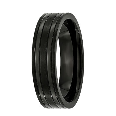 Mens 6Mm Black Ip Plated Titanium Wedding Band