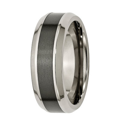 Mens 8Mm Titanium & Black Ceramic Wedding Band