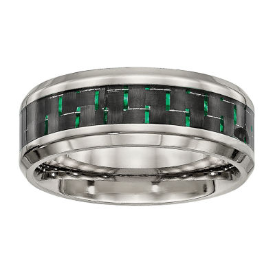 Mens Titanium & Carbon Fiber Inlay Wedding Band