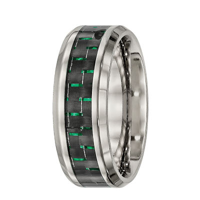 Mens Titanium & Carbon Fiber Inlay Wedding Band