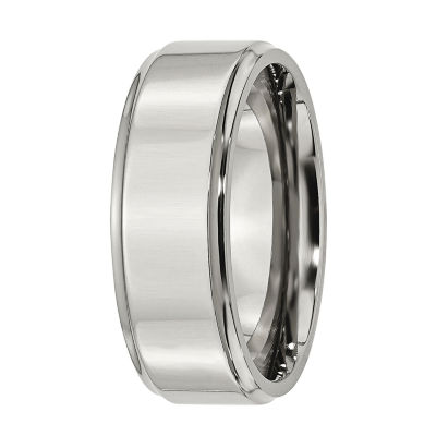 Mens 8Mm Stainless Steel Wedding Band