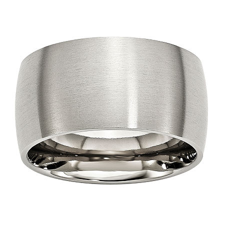 Mens 12Mm Stainless Steel Wedding Band, 10