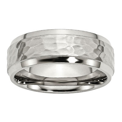 Mens 8mm Stainless Steel Wedding Band