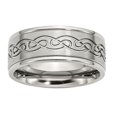 Mens 9Mm Stainless Steel Wedding Band