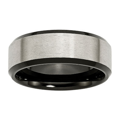 Mens 8mm Titanium & Black Ion-Plated Wedding Band