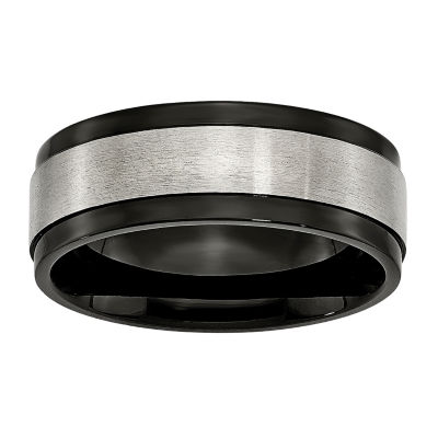 Mens 8mm Titanium & Black Ion-Plated Wedding Band