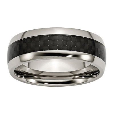 Mens 8mm Titanium & Black Carbon Fiber Wedding Band JCPenney