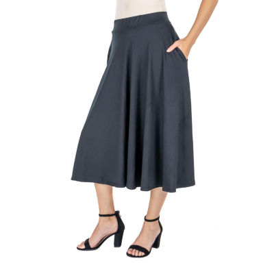 24seven Comfort Apparel Womens Mid Rise A-Line Skirt