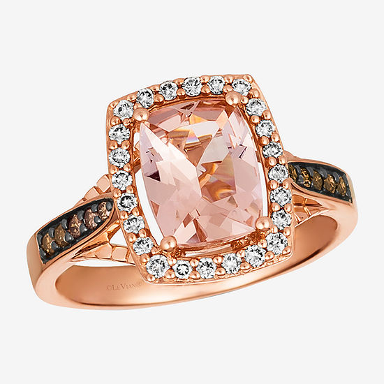 Le Vian Grand Sample Sale™ Ring featuring 1  1/2 cts. Peach Morganite™, 1/10 cts. Chocolate Diamonds® , 1/4 cts. Nude Diamonds™  set in 14K Strawberry Gold®