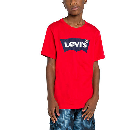 Levi's Batwing Big Kid Boys Crew Neck Short Sleeve Regular Fit Graphic T-Shirt, X-large, Red