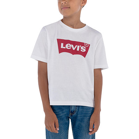 Levi's Big Boys Batwing Crew Neck Short Sleeve Graphic T-Shirt, Small, White