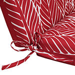 Lounger Red Feather Print With Ties Lounge Cushion