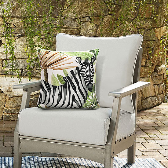 Decorative Zebra Safari Zip Cover Square Outdoor Pillow