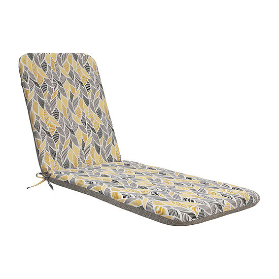 Lounger Grey Leaves Print With Ties Lounge Cushion