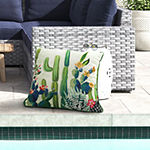 Decorative Cactus Floral Print Zip Cover Square Outdoor Pillow