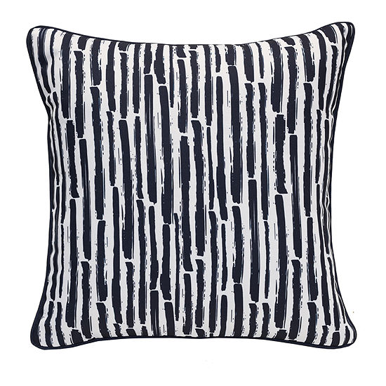 Decorative Navy Stripe Print Zip Cover Square Outdoor Pillow