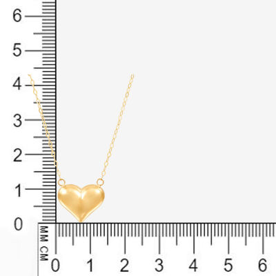 14K Yellow Gold Polished Puffed Heart Necklace