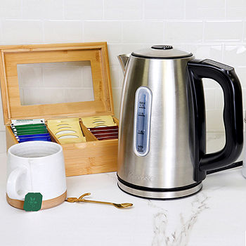 Megachef Stainless Steel Light Up Tea Kettle, 1.7L, Clear Glass