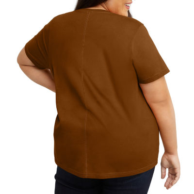 Hanes Womens Crew Neck Short Sleeve T-Shirt Plus