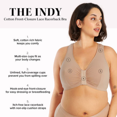 Leading Lady The Indy- Cotton Front Close Lace Racerback Bra- 138