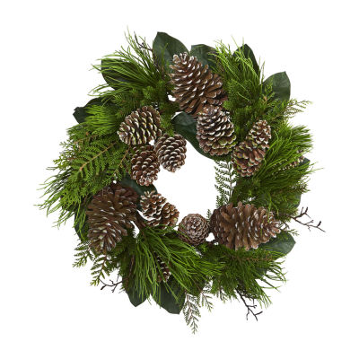 Nearly Natural 28in Pinecone And Pine Indoor Christmas Wreath